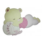 Teddy Bear with Honey Jar Iron-on Patch - Pink